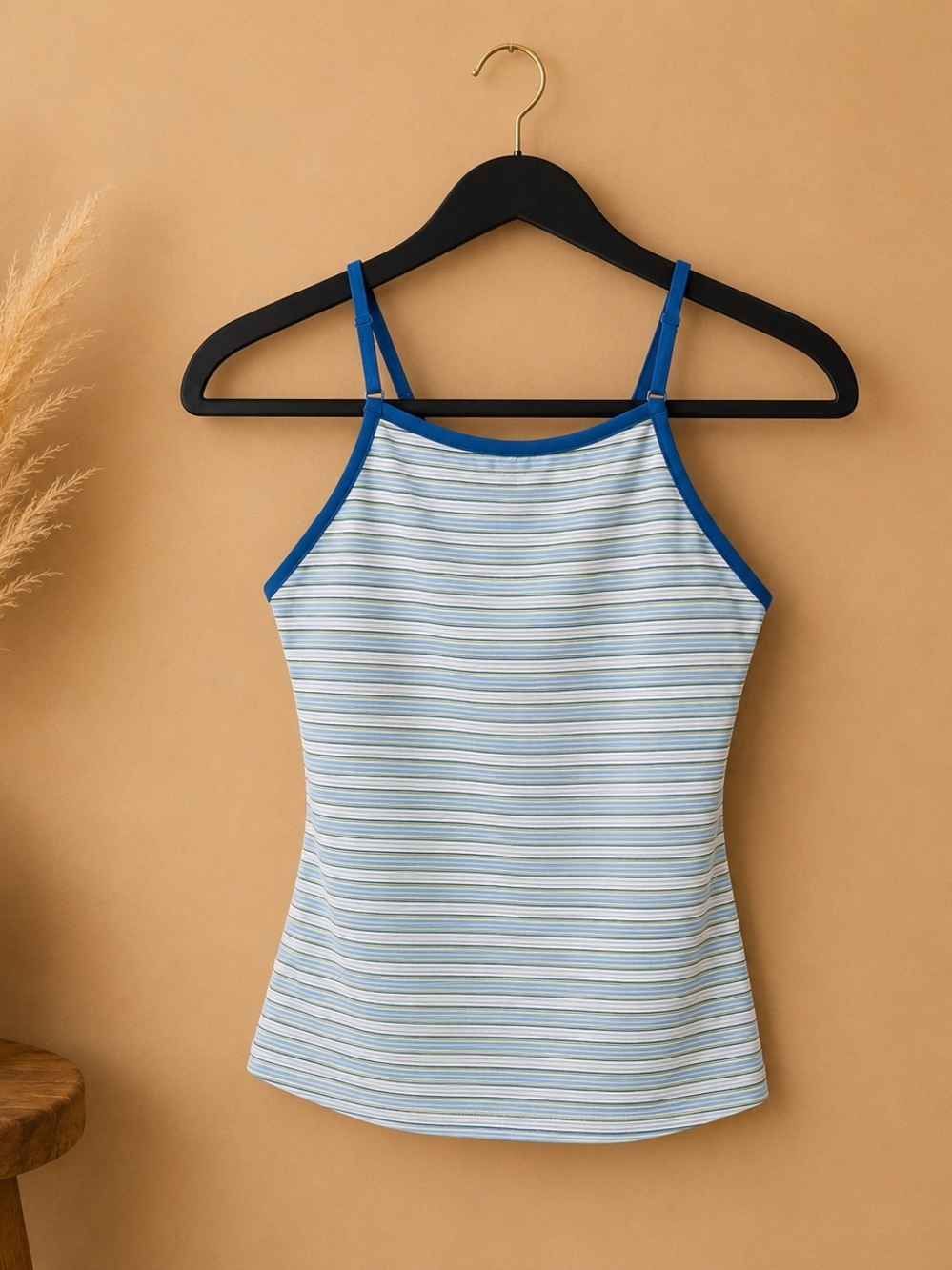 Blue Striped Sports Tank Top